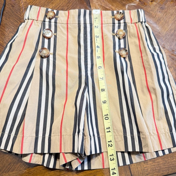 Burberry Tan Striped Tamara Icon Girls Sailor Shorts w/ Button Detail 10Y 140cm - Picture 15 of 16